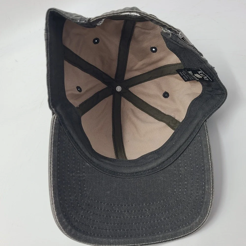 Lucky Brand Hat Adjustable Strapback Gray Black Men Cotton Casual‎ Everyday Wear